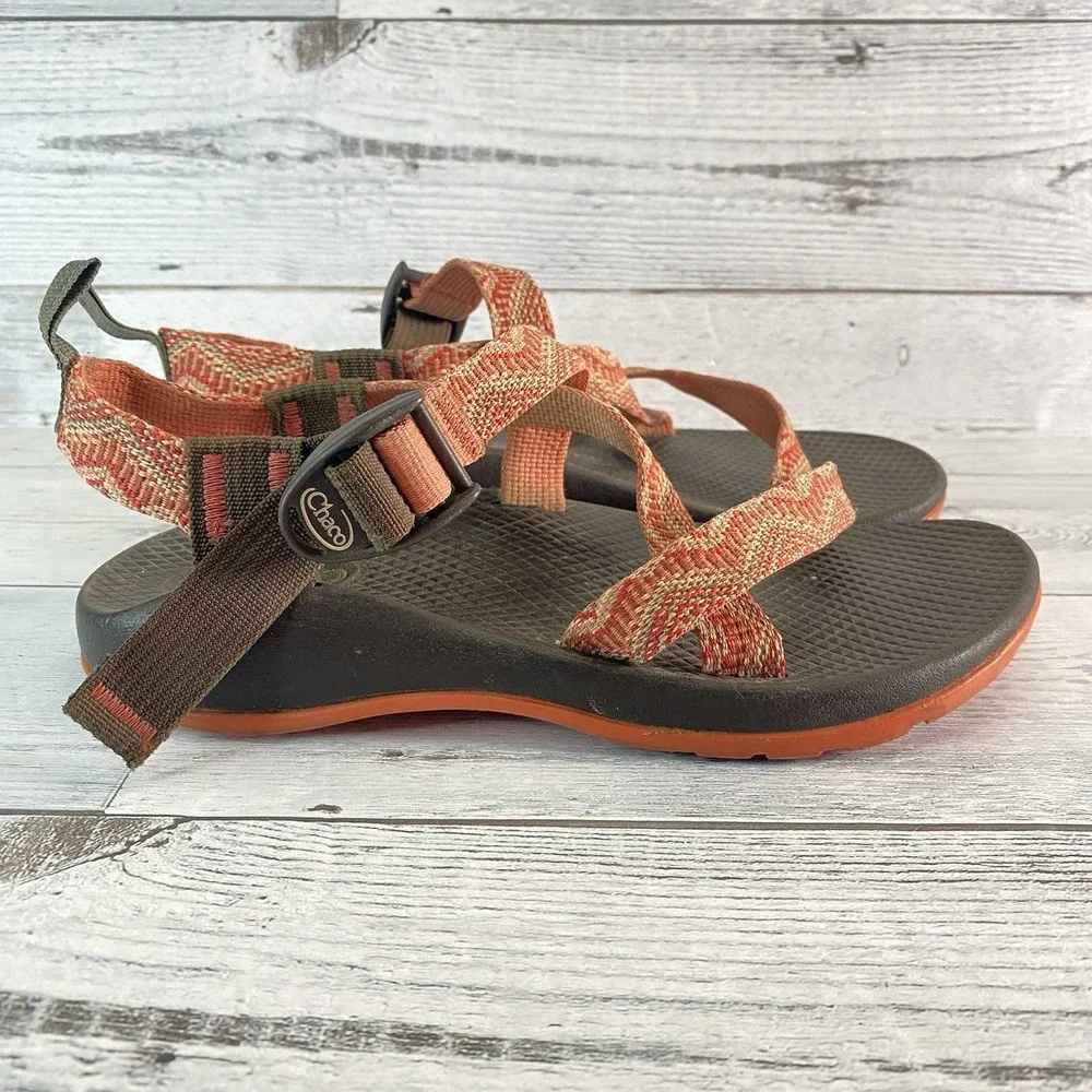 Chaco Sandals Kids 4 Orange Z1 Single Strap‎ Classic Summer Outdoor Hiking Fun
